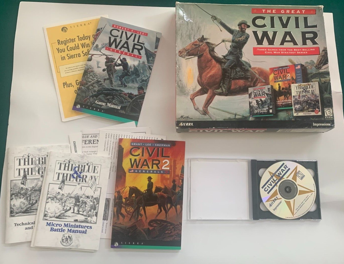 The Great Civil War – PC 2CD (Sierra, 1998) 3 Strategy Games Big Box w/ inserts