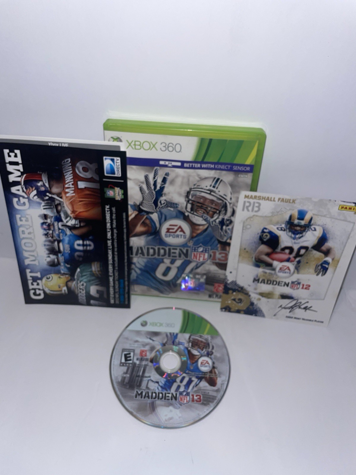 EA Madden NFL 13 Xbox 360 E NTSC-U/C 2012 + Signed Marshall Faulk Panini Card