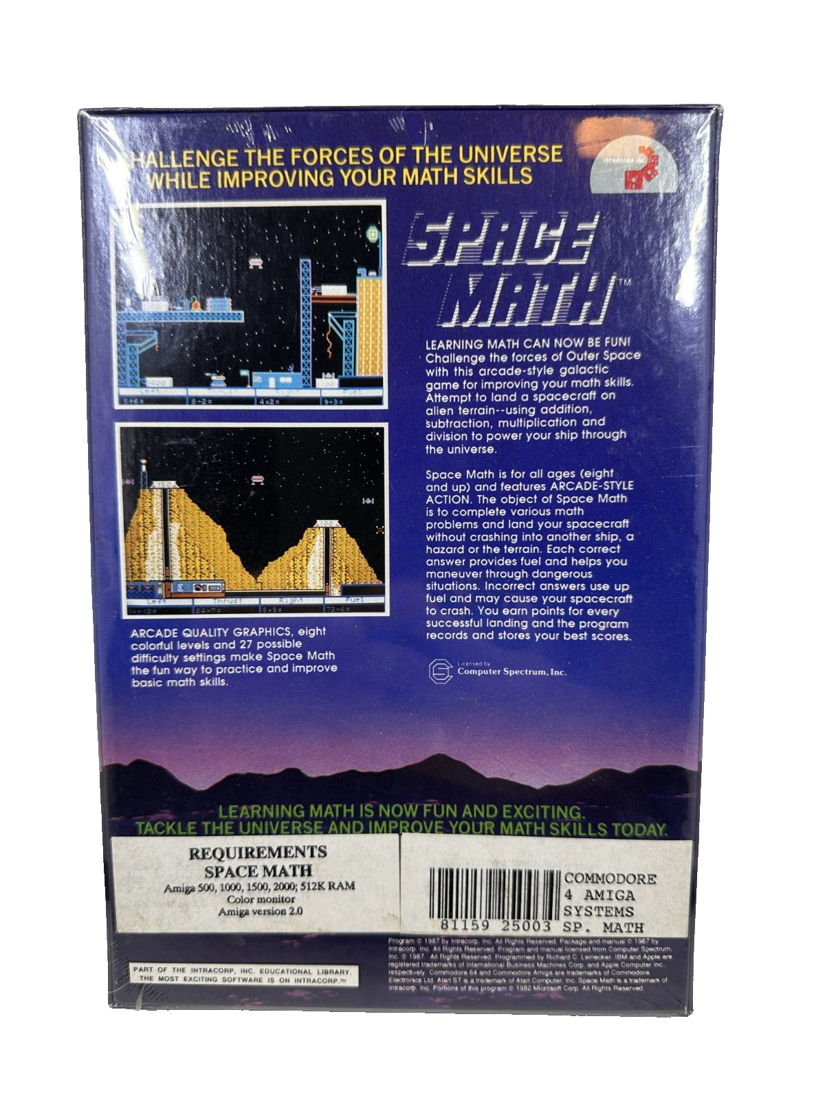 Space Math Commodore Amiga Big Box 1988 Intracorp RARE Sealed Edutainment