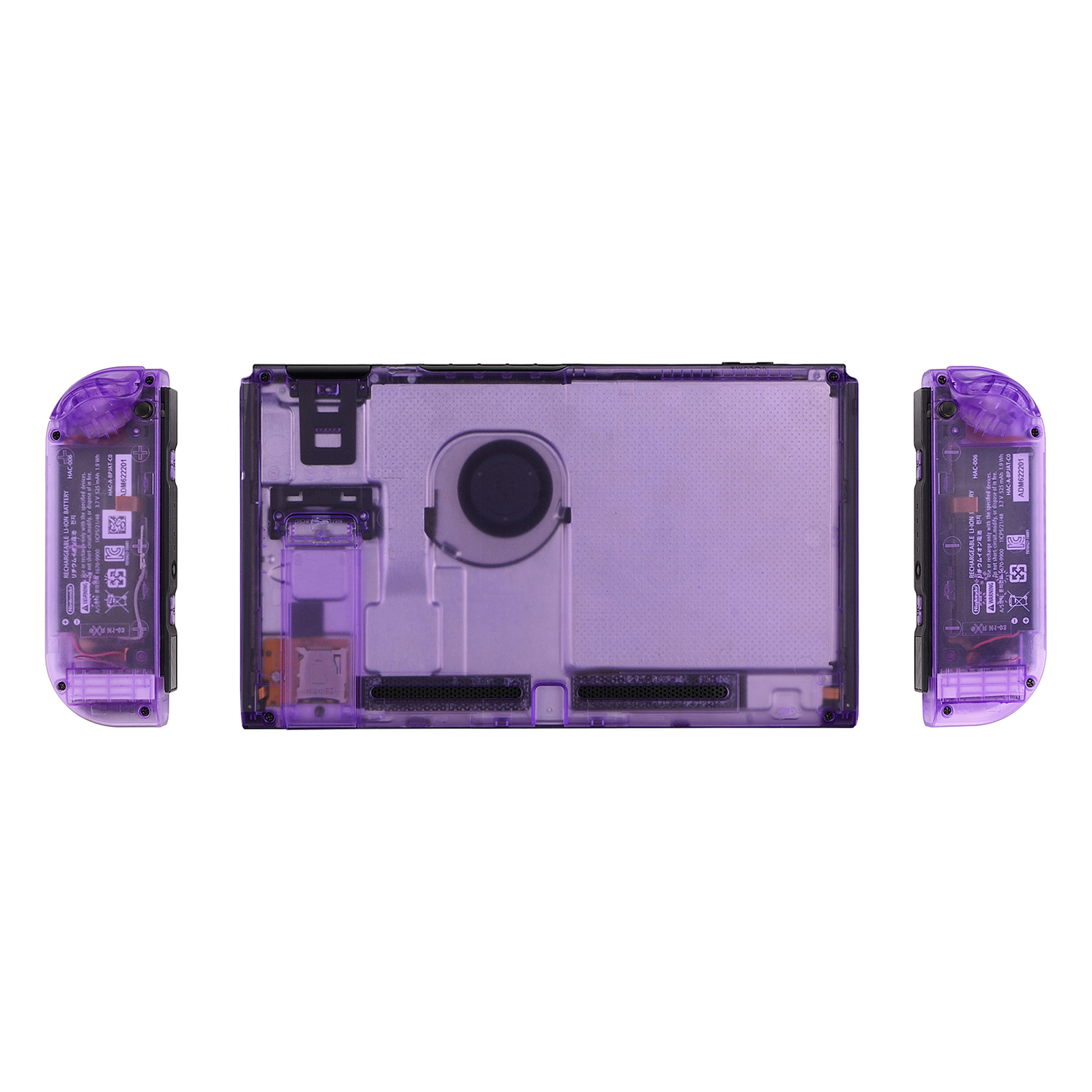 Clear Purple Console Back Plate Controller Housing Shell Set for Nintendo Switch