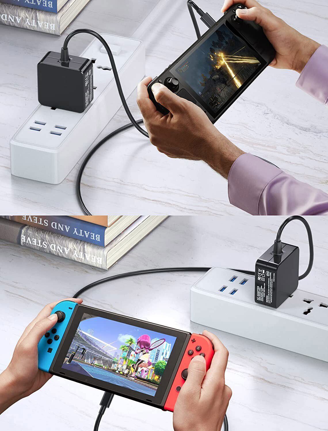 Steam Deck Charger 45W PD Power Supply Type C Adapter USB-C Laptop Charger