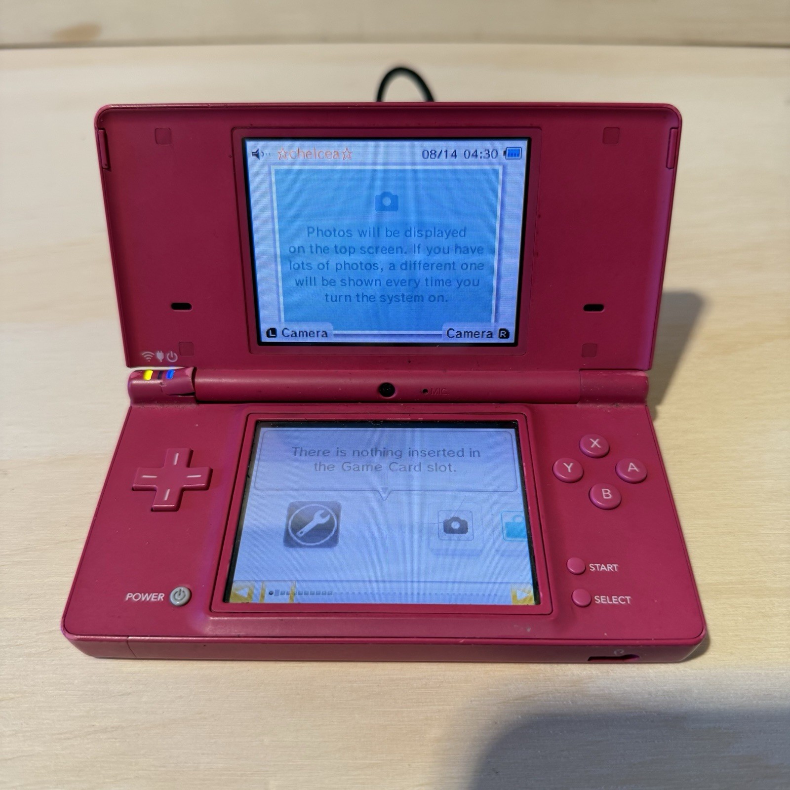 Nintendo DSi Console Hot Pink No Charger Tested Good Loose Top Hinge Read Info!