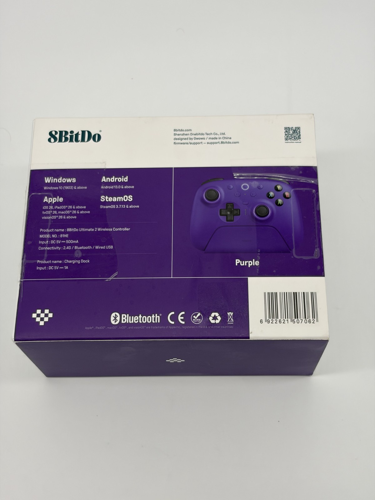 8BitDo Ultimate 2 Bluetooth Controller w/ Dock, 2.4G Adapter, Bluetooth – Purple