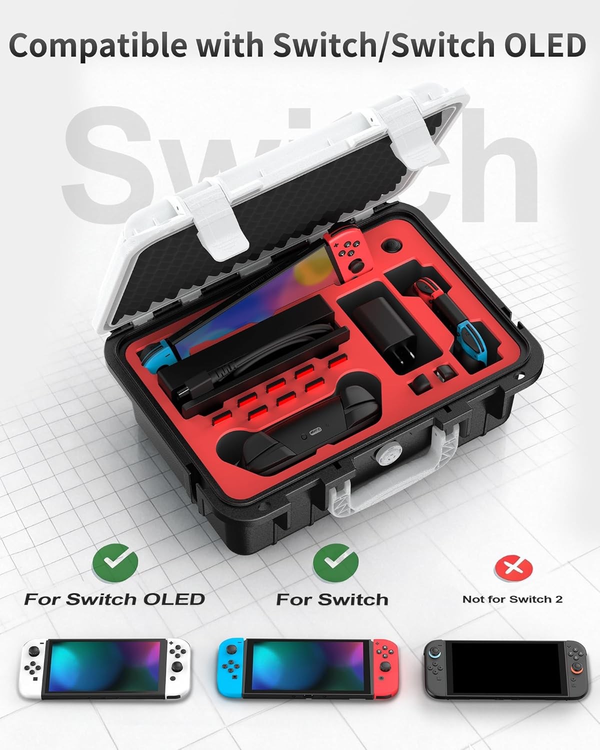 Hard Shell Carrying Case for Nintendo Switch OLED IP67 Waterproof Travel Storage