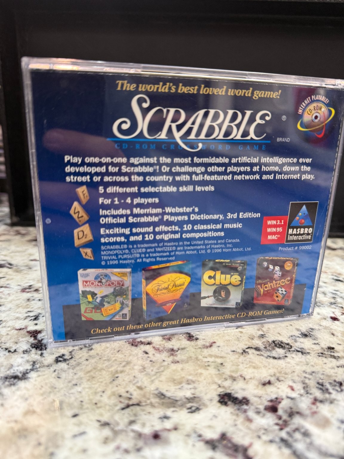 Scrabble CD-ROM Crossword Game PC Windows Mac Video Game Multiplayer Hasbro