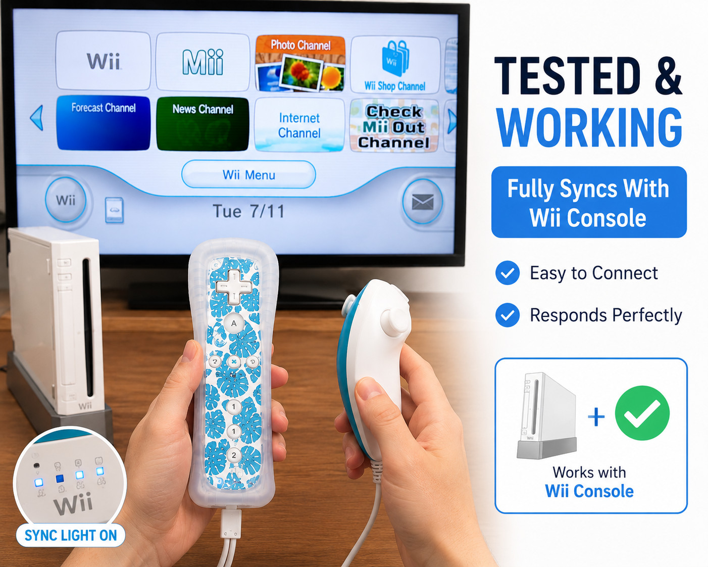 2x Wii Remote Controller Motion Plus + Nunchuk Set For Nintendo Wii Wii U Tested
