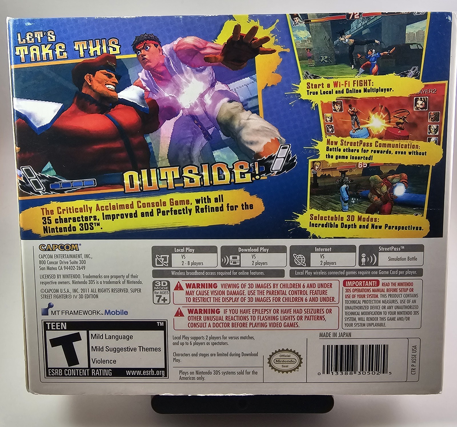 Super Street Fighter IV 3D – CiB – Lenticular Slip Cover *READ* Nintendo 3DS