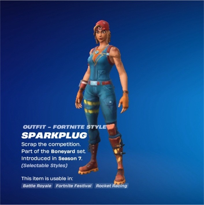 Fortnite Sparkplug & Indigo Kuno In-Game Character Menu Screenshot Images