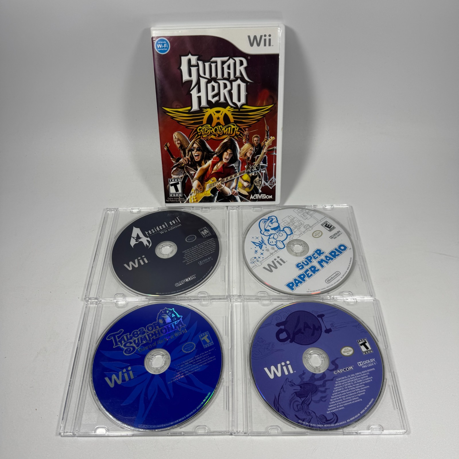 Nintendo Wii Game Assorted Game Bundle Lot of 5 Guitar Hero Super Mario & MORE