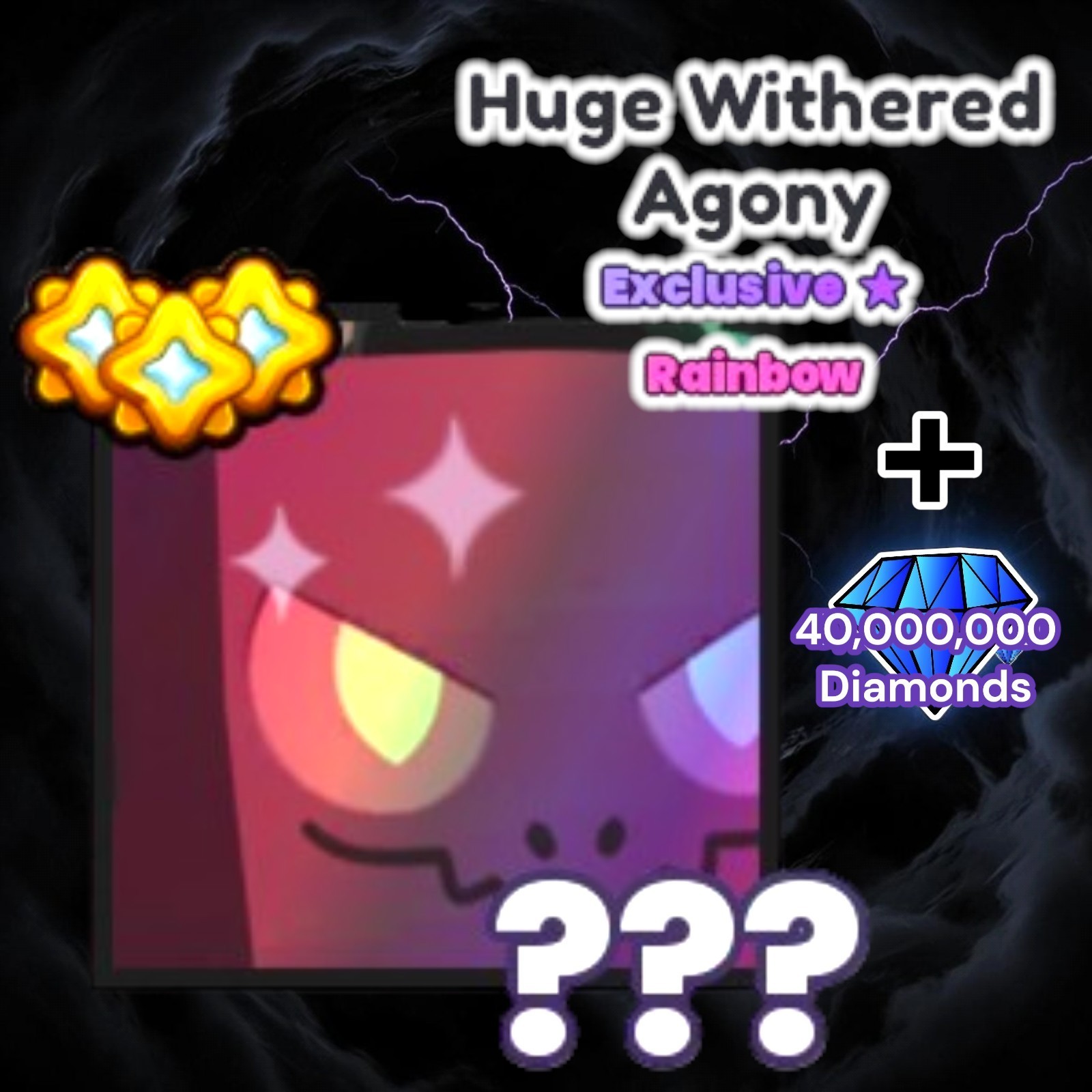 Rainbow HUGE Withered Agony + 40 Million Diamonds. PS99