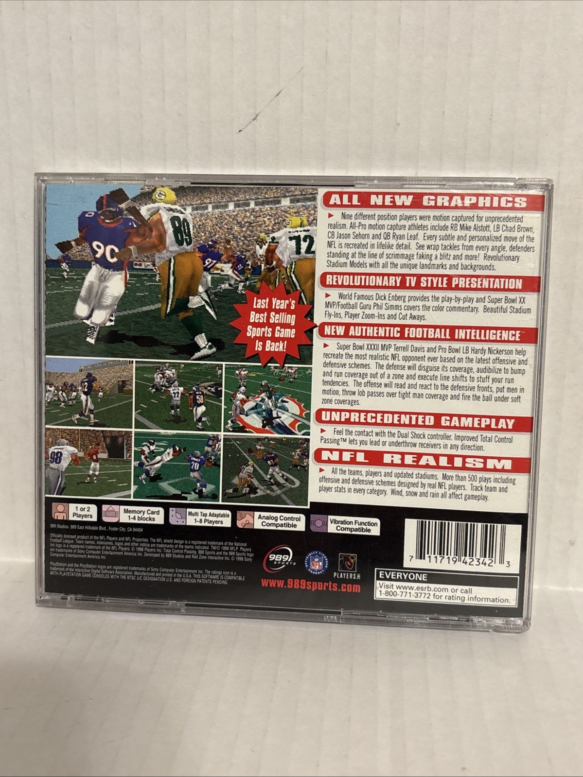 Complete NFL GameDay 99 American Football Sony PlayStation 1 PS1 Video Game 1998