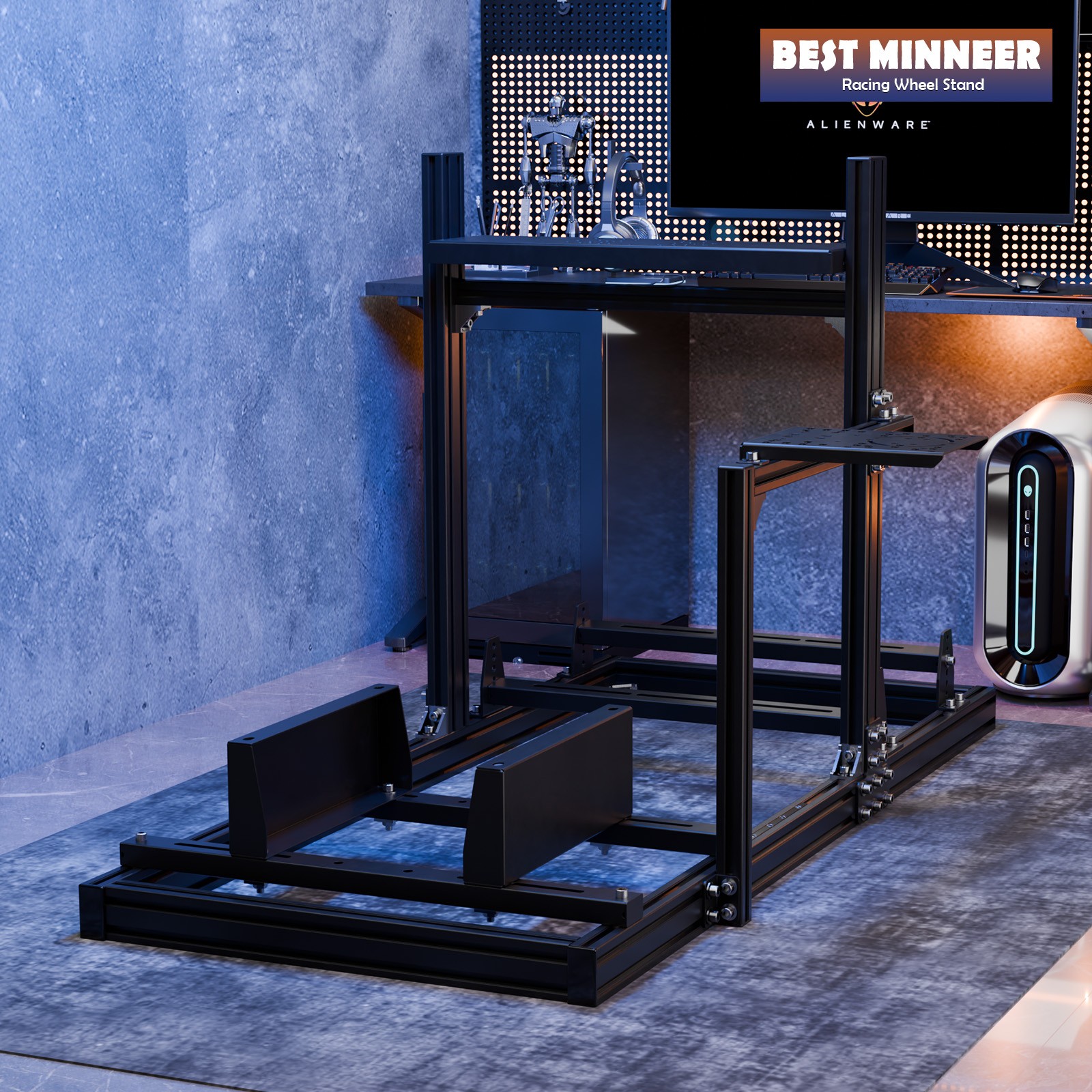Minneer 3060 Aluminum Racing Simulator Cockpit Fits Logitech G923 Thrustmaster