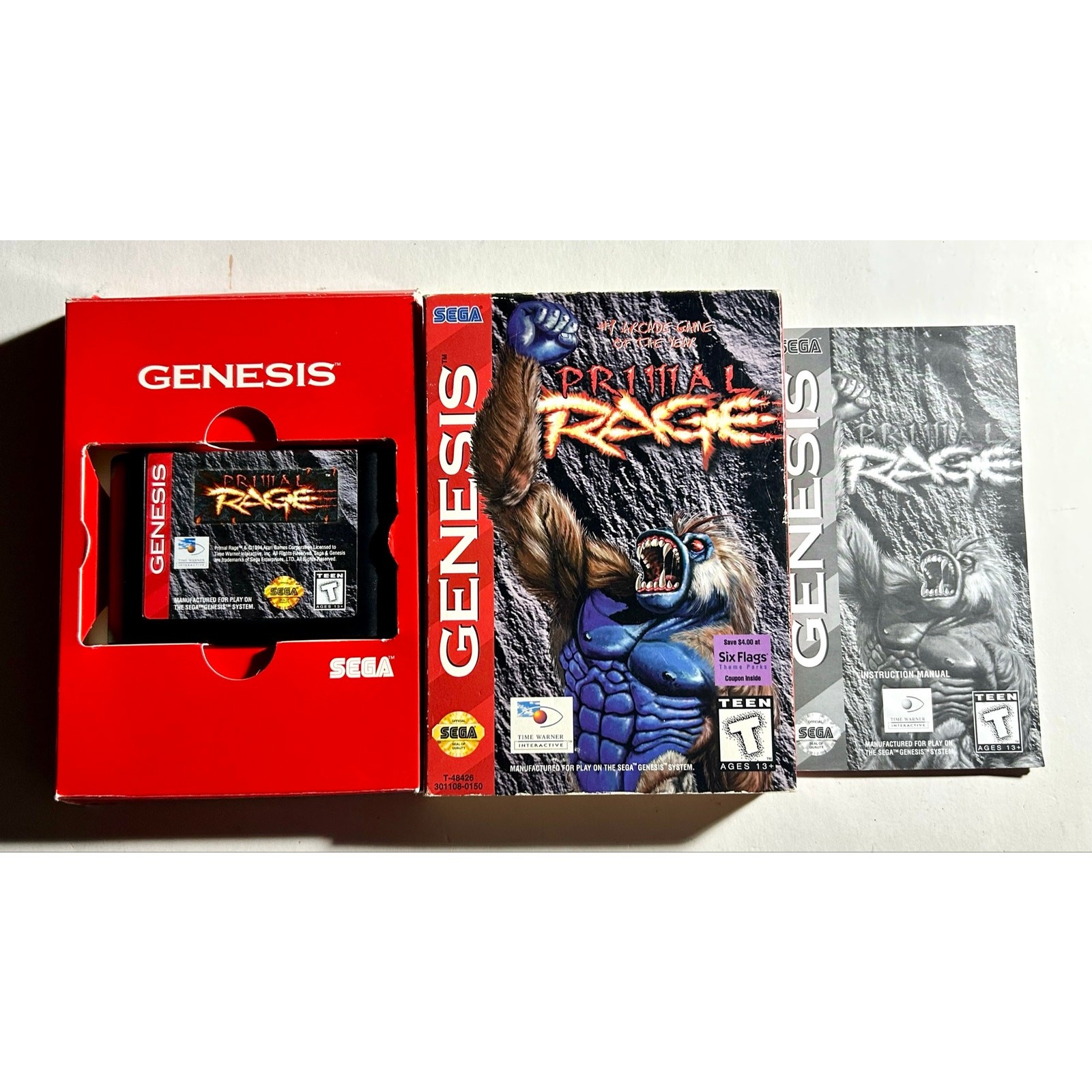 Primal Rage Genesis)Works Authentic Complete CIB🔥