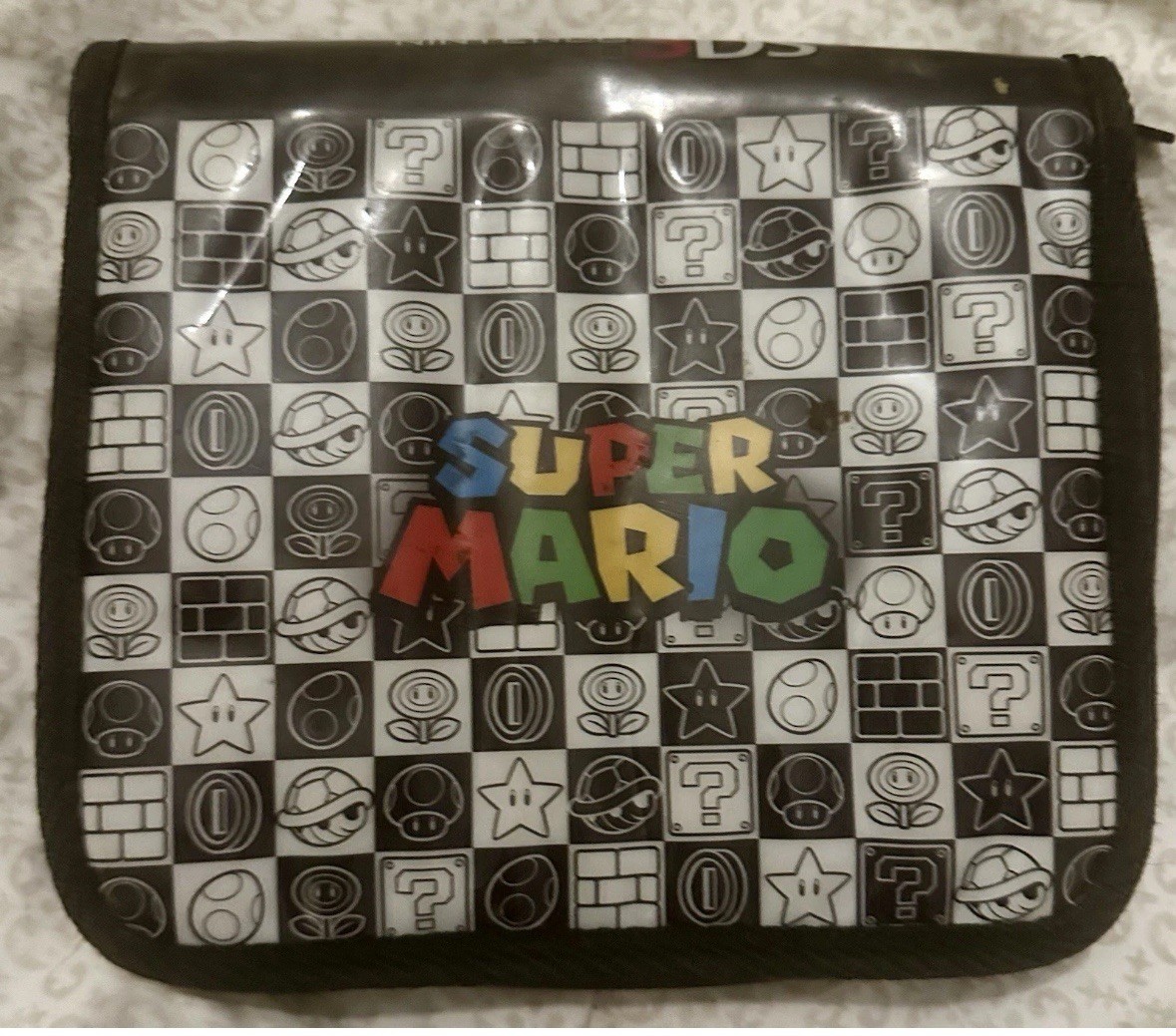 Nintendo “New”3DS XL Black System RED-001 W/ Charger , Mario Kart 7 & Carry Case