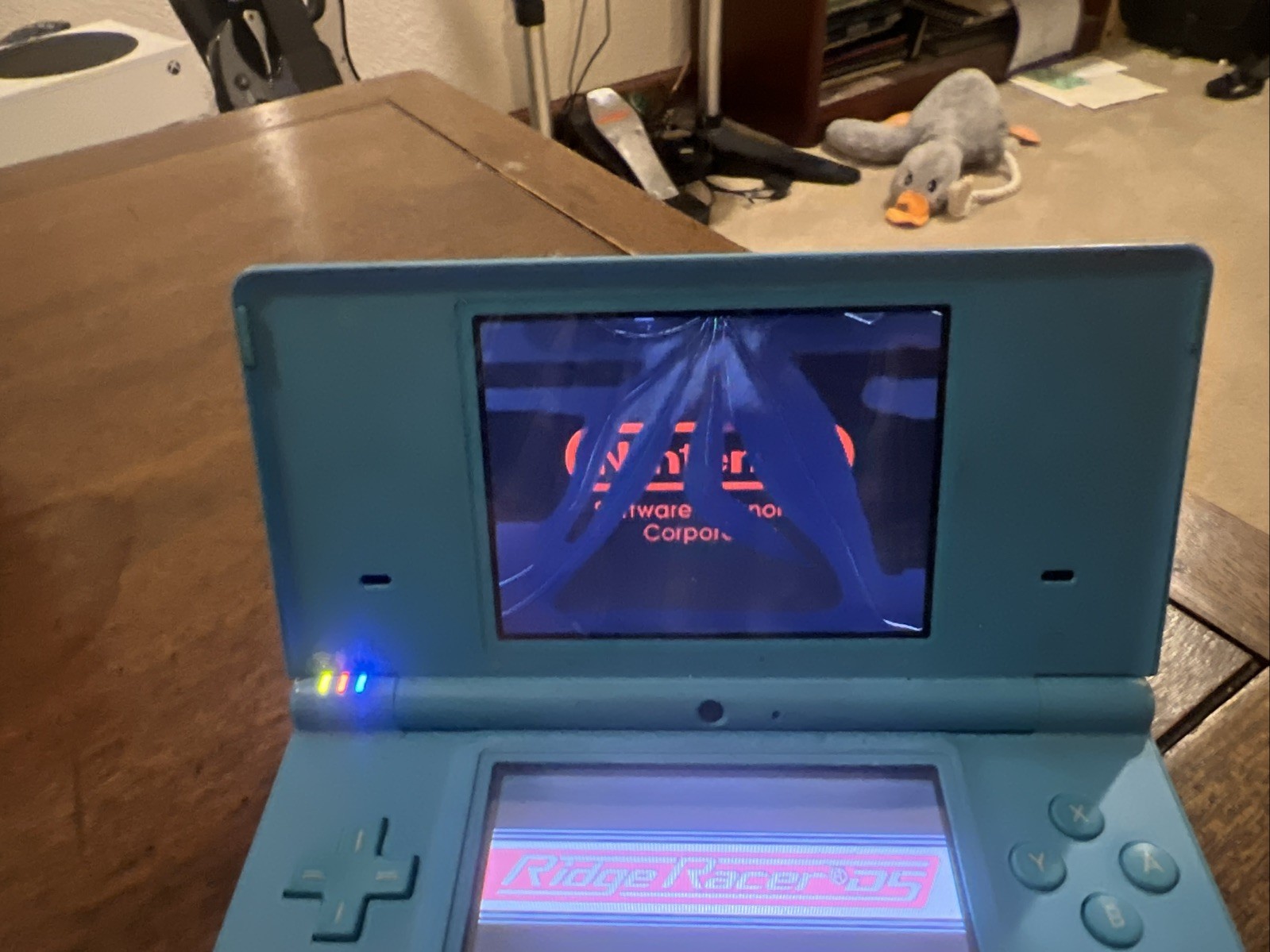 Nintendo DS Launch Edition Turquoise Blue Handheld System Broken Screen
