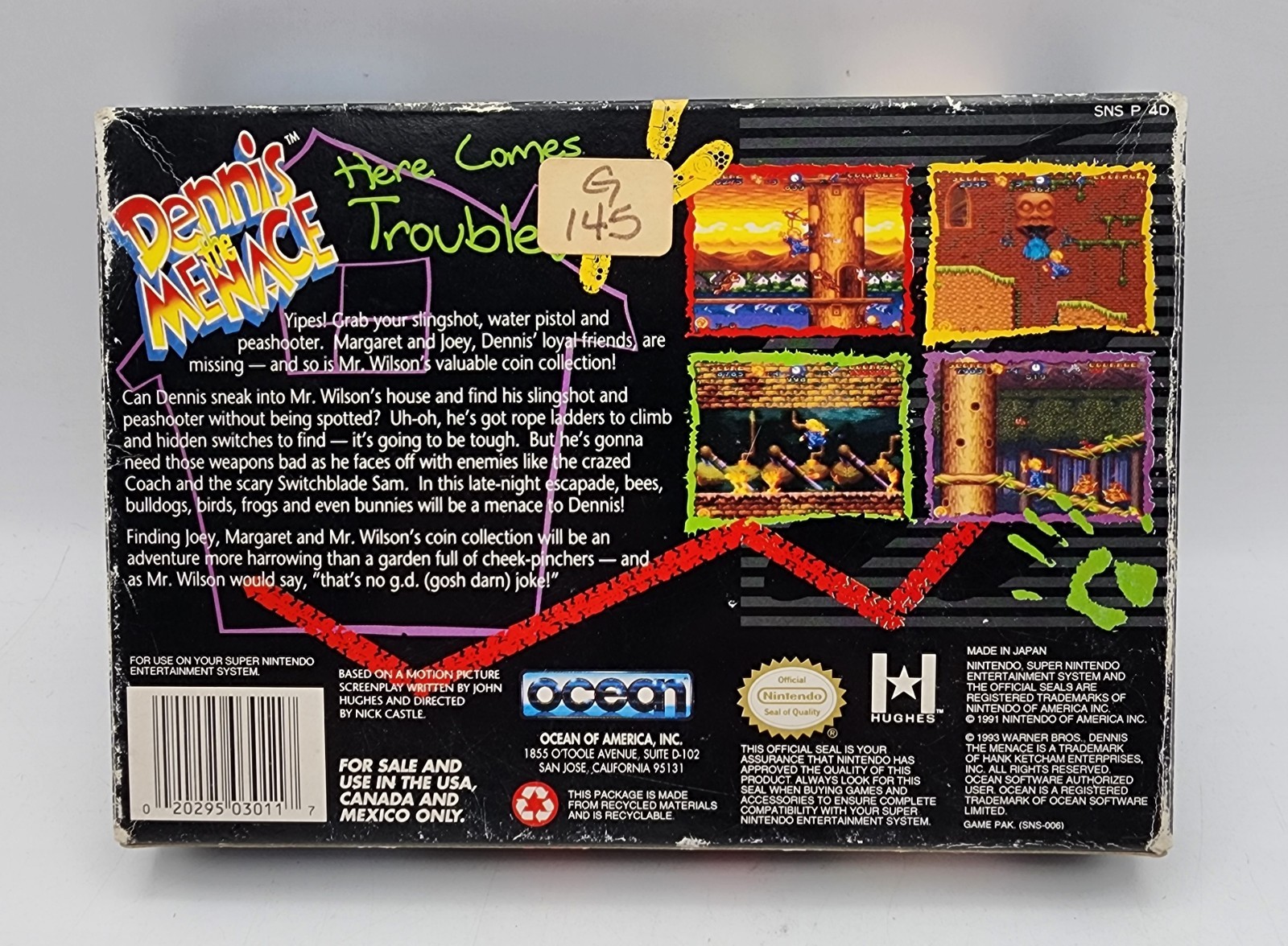 SNES Dennis The Menace (Super Nintendo) CIB Complete *Damaged Manual – Worn Cart
