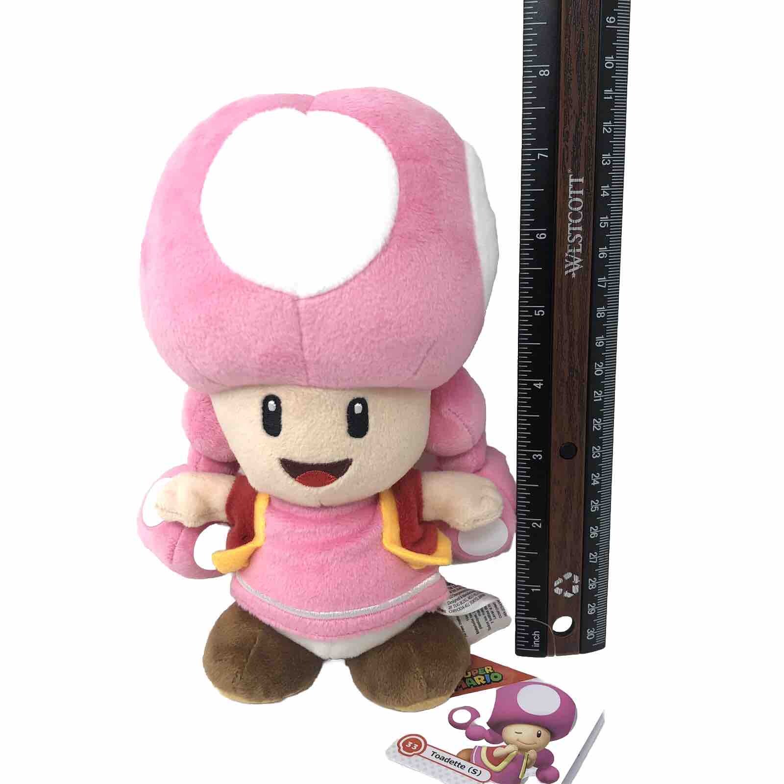 Super Mario Toadette Mushroom Pink Kinopiko Sanei Plush Toy Doll Nintendo 7.5”