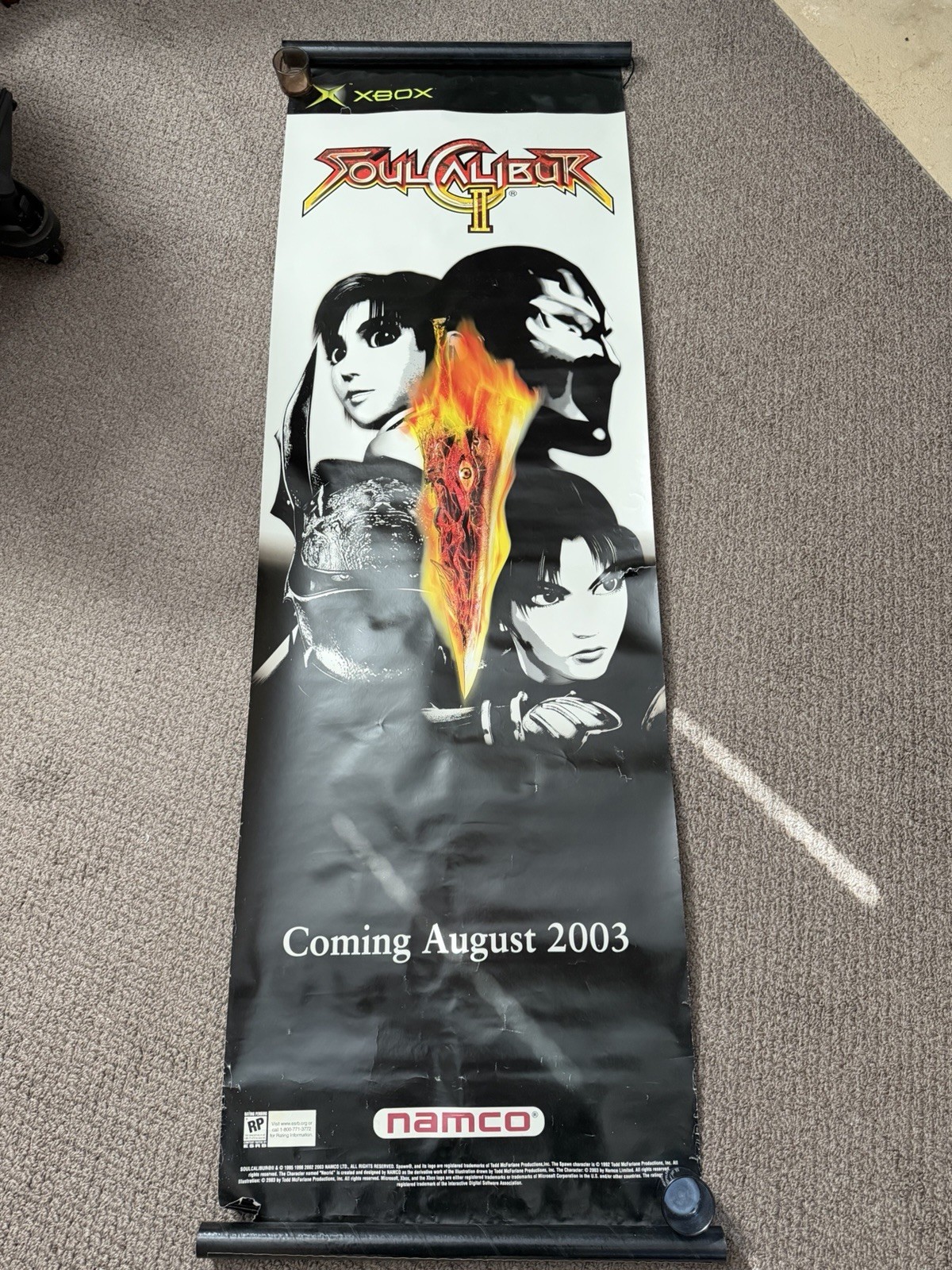 Vintage 2003 Soul Calibur 2 Promo Poster 60×21 Namco Game RARE Original Xbox