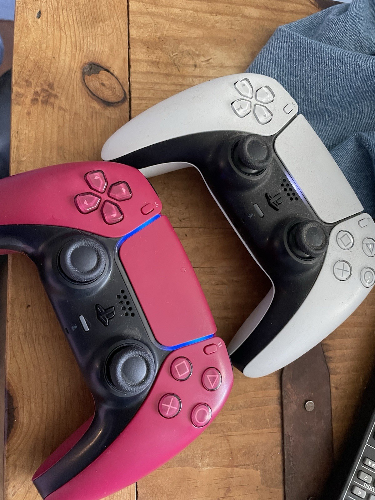 Two (2) 5 PS5 Dual Sense Controller White & Cosmic Red-Both Have Drift Stick