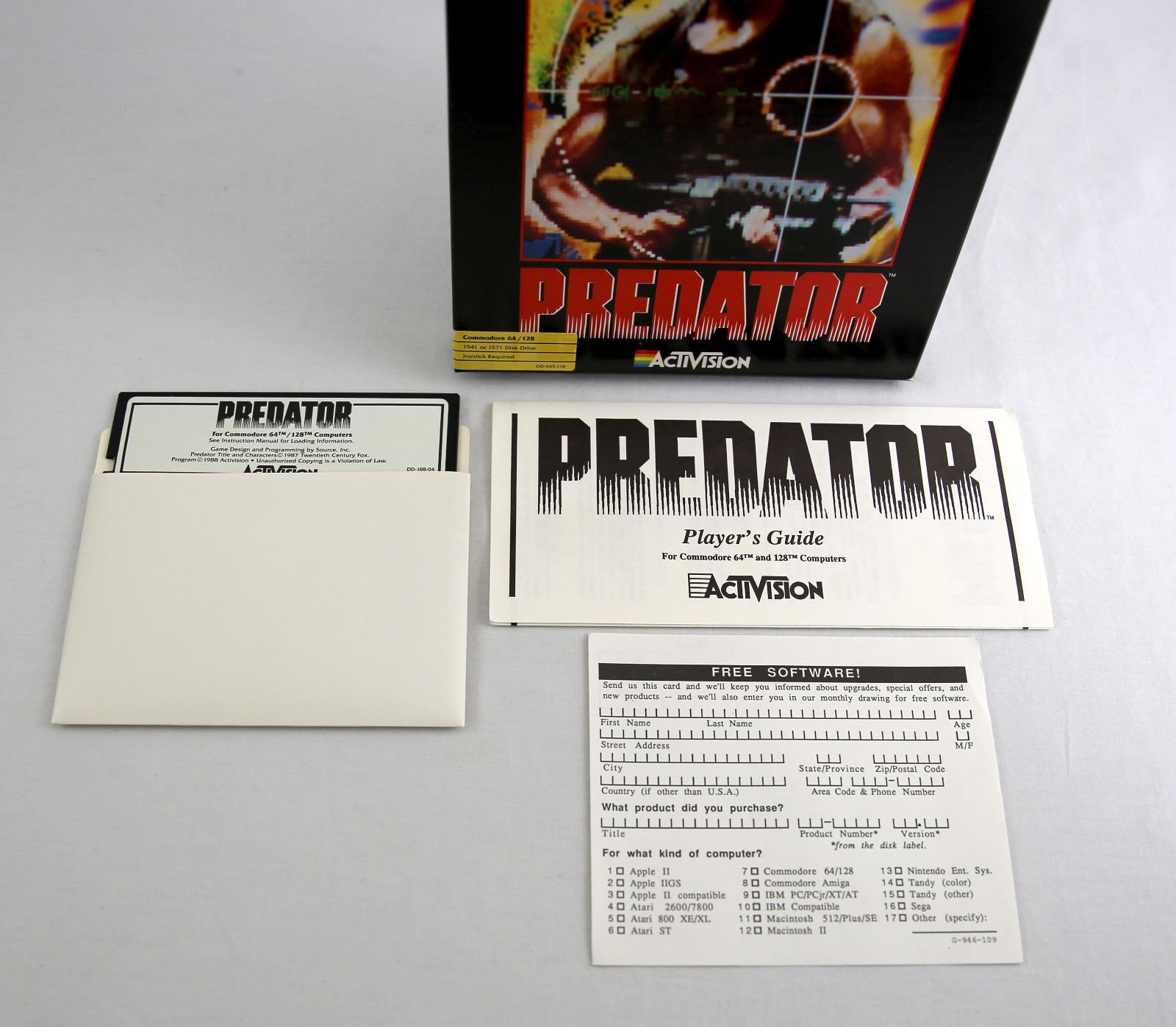 1987 Predator ActiVision CIB C64 Big Box PC RARE