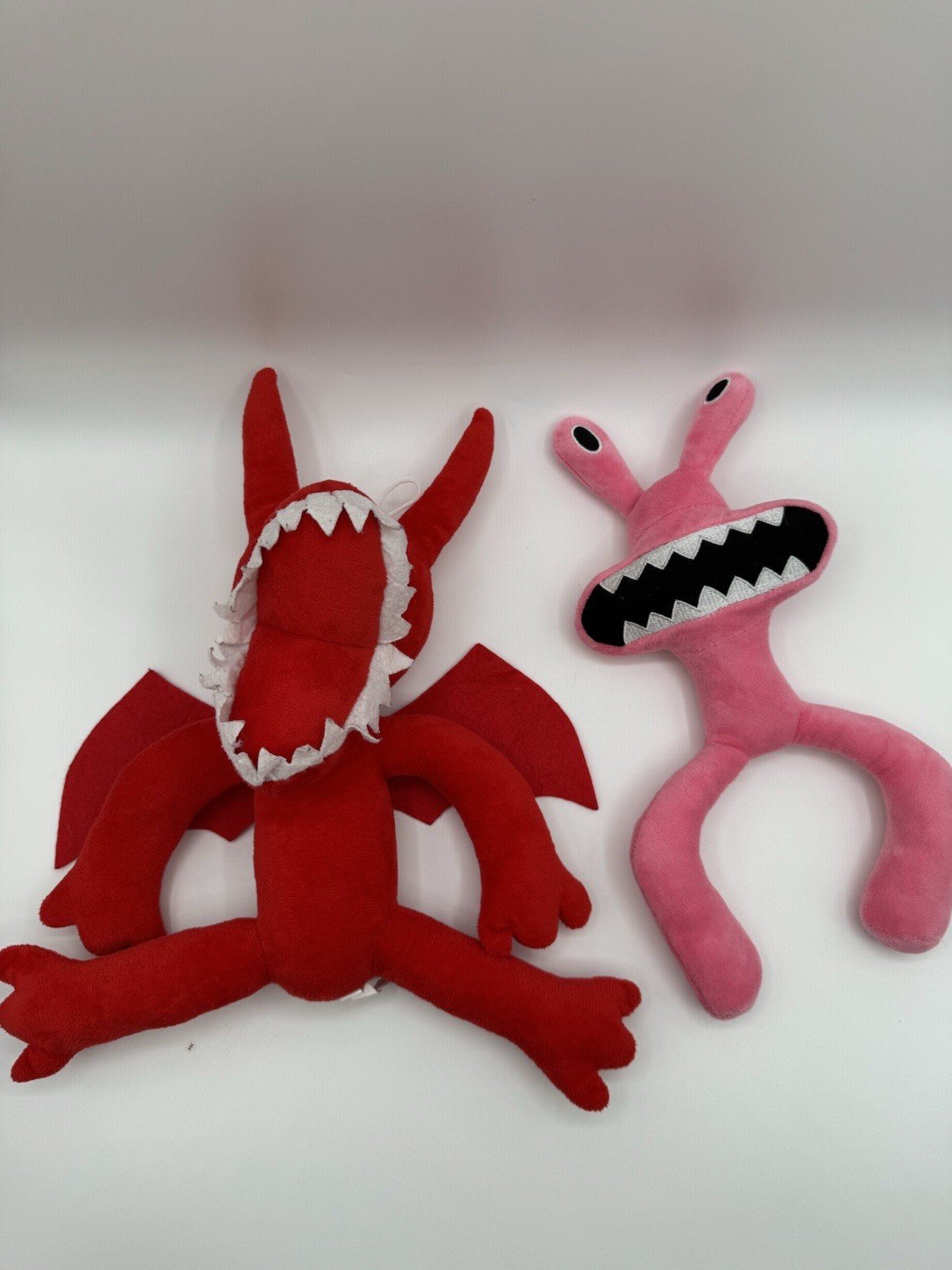 Lot Of 2 Rainbow Friends STYLE Plush Stuffed Toys Red & Pink Has Hole DETAILS