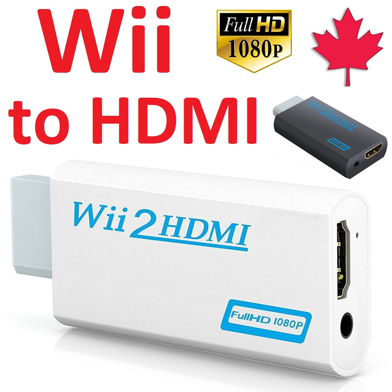 Wii to HDMI Converter Adapter 720p 1080p HD Upscale 3.5mm Audio Output