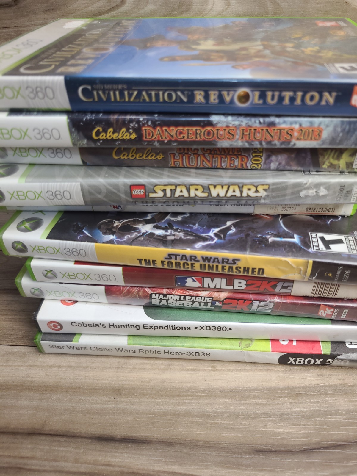 Lot If 10 Xbox 360 Games Civilization Revolution Stat Wars Cabelas Masters