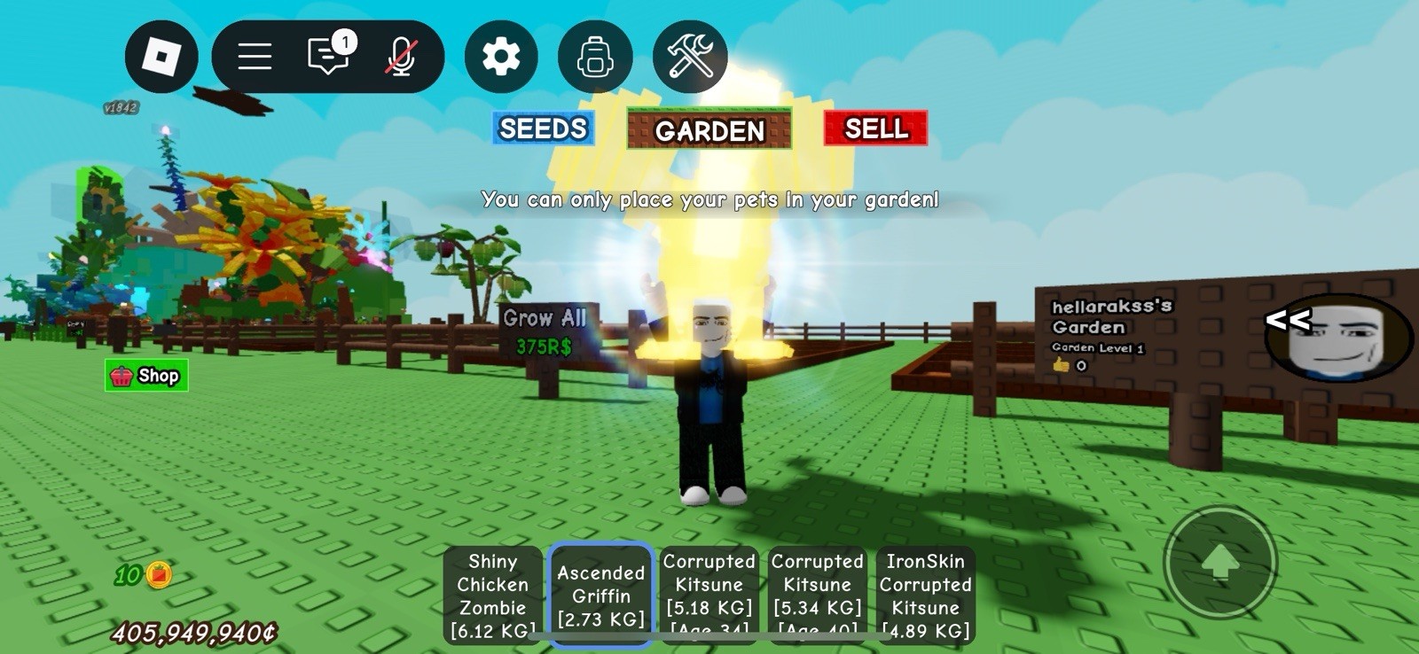 Roblox Grow a Garden Corrupted Kitsunes, Chicken zombie, Ascended griffin Cheap!
