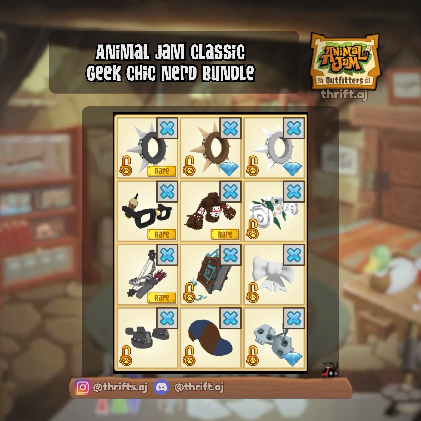 Animal Jam Classic (AJC) | Rare Geek Chic Nerd Bundle (READ DESCRIPTION)