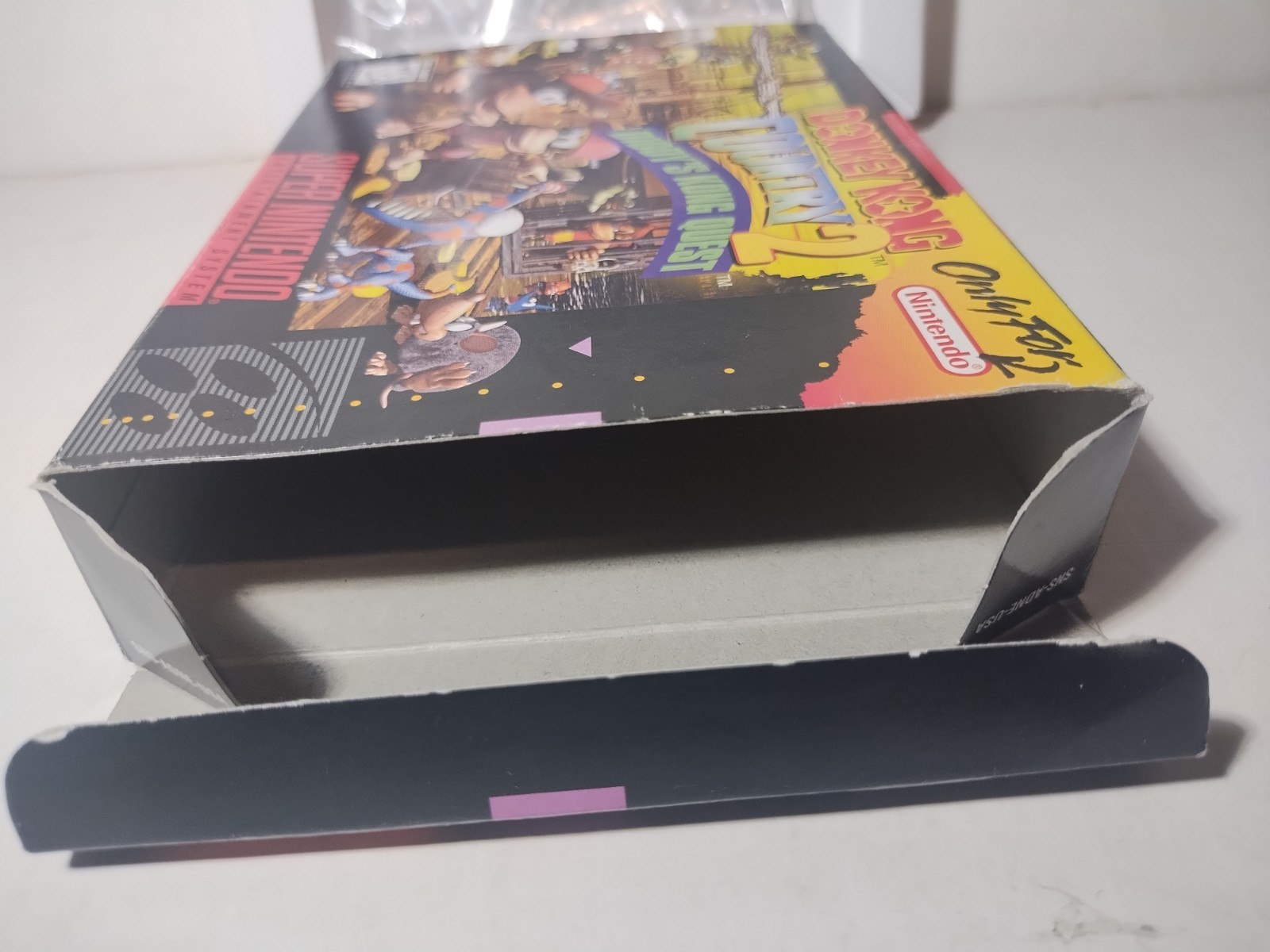 Empty Donkey Kong Country 2 Super Nintendo SNES Game Box, Tray & Bag