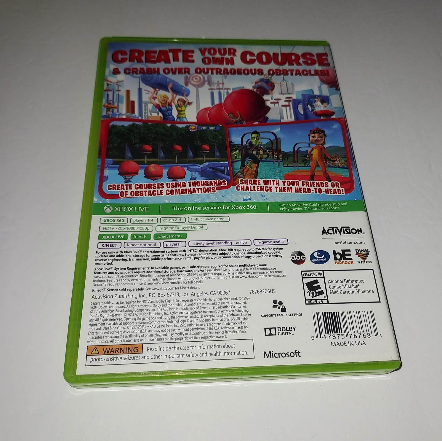 WIPEOUT Create & Crash XBOX 360 Game ACTIVISION Better with KINECT ABC TV