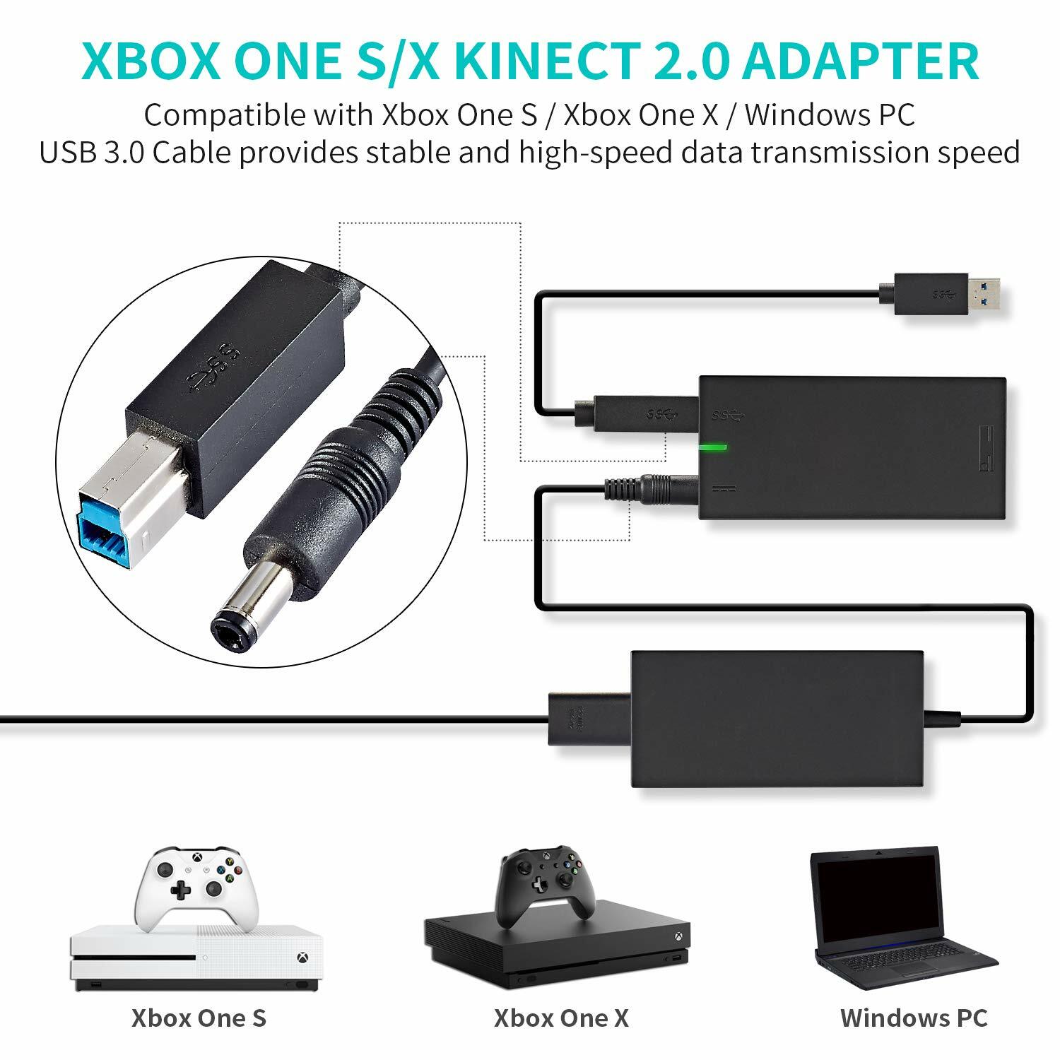 New Kinect Adapter Motion Camera For Xbox One S / Xbox One X Windows 8 8.1 10 PC