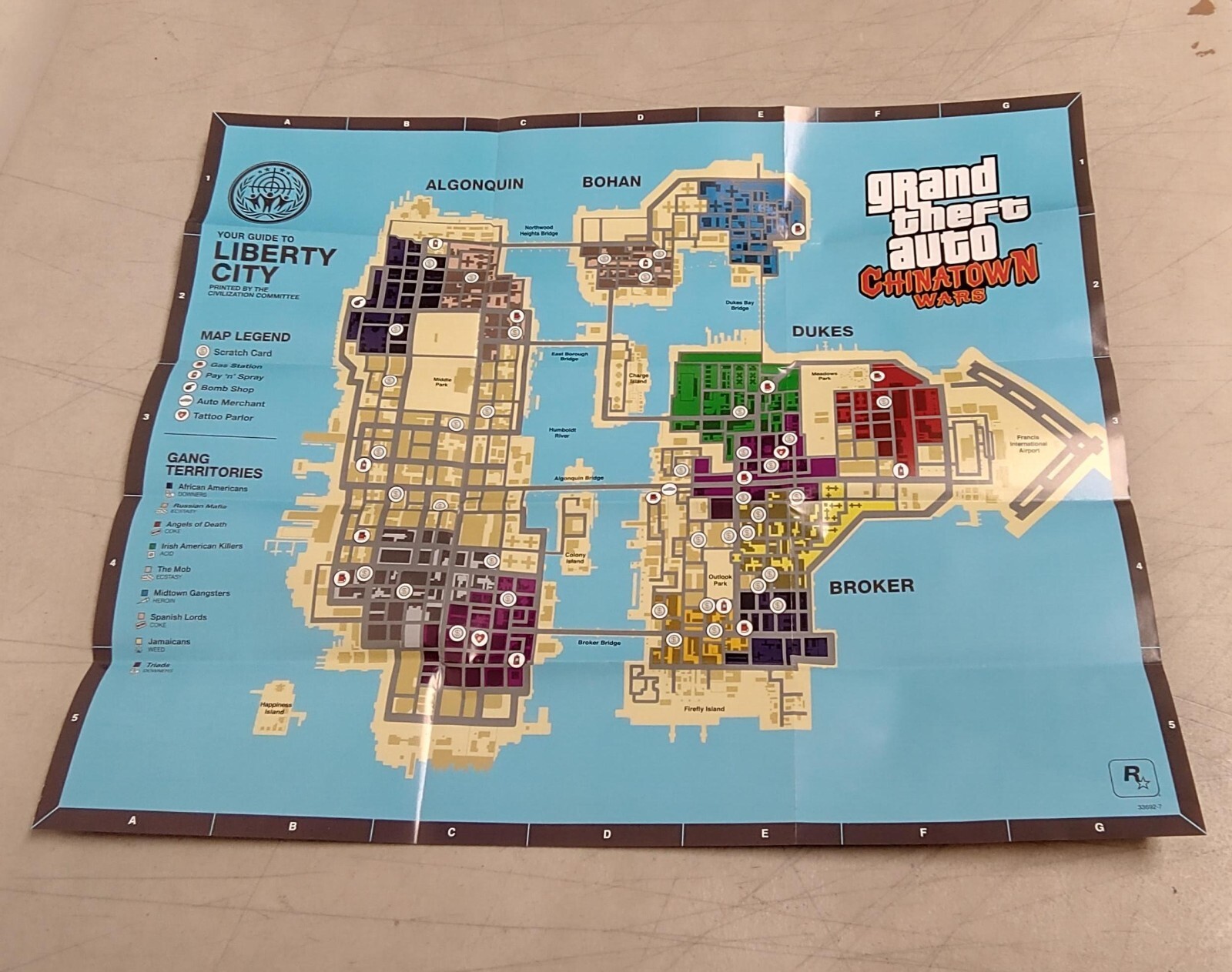 Grand Theft Auto China Town Wars Poster & Map Official GTA Poster (PSP)