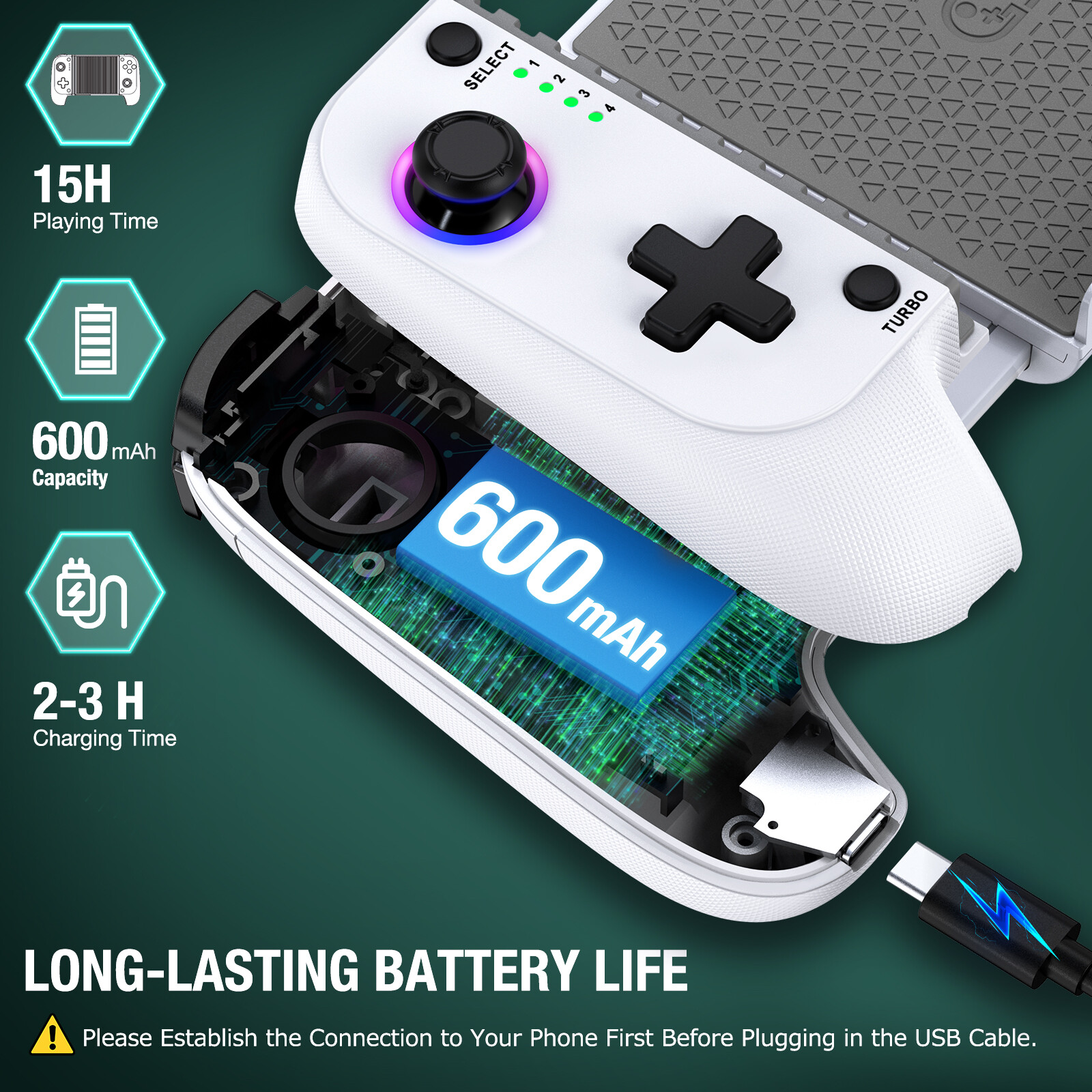 Wireless Phone Controller,Mobile Gaming Controller for iOS/Android Hall Effect