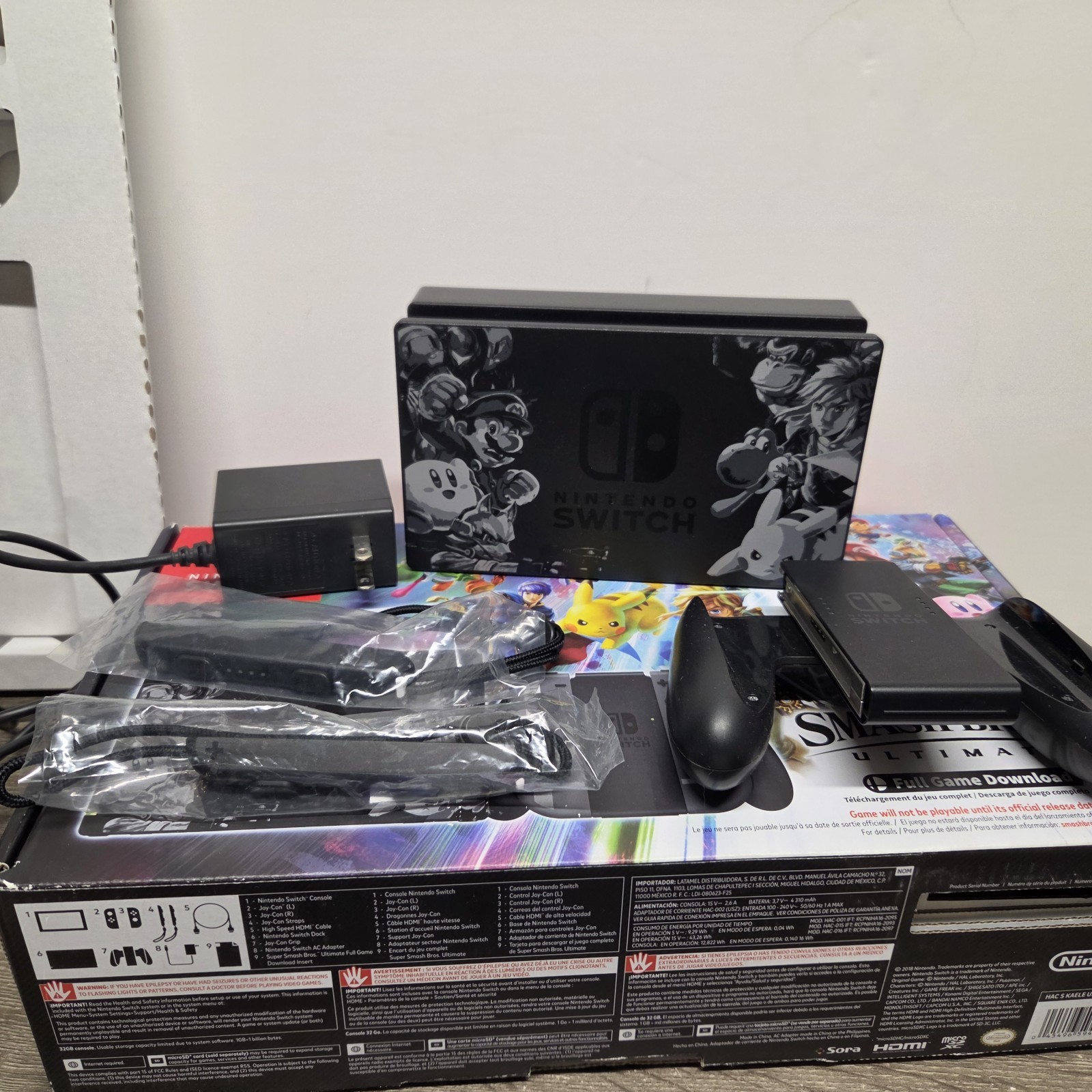 Nintendo Switch Super Smash Bros Edition w/ Mario Kart, 256 Gb SD Card, Sonic ++