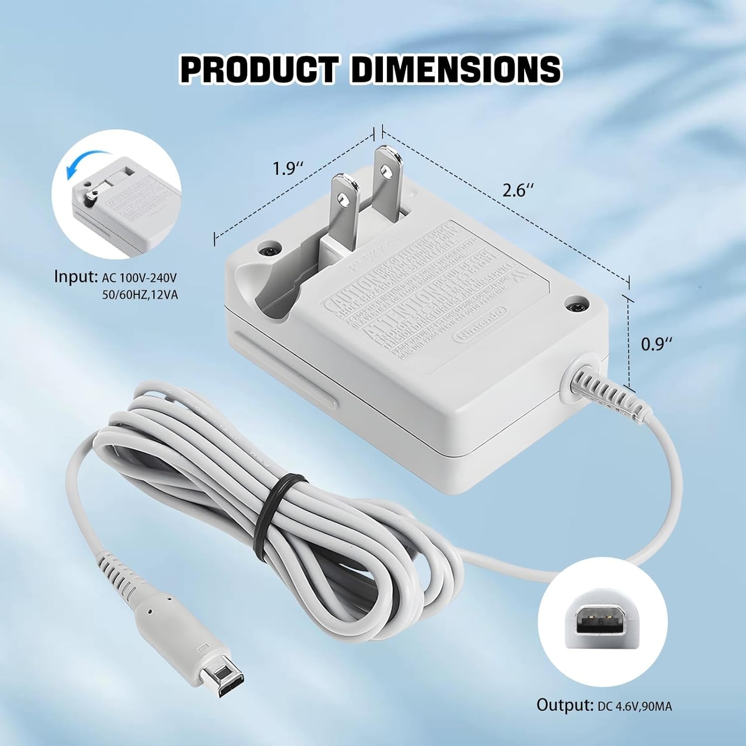 AC Adapter Home Wall Charger Cable for Nintendo DSi/ 2DS/ 3DS/ DSi XL System