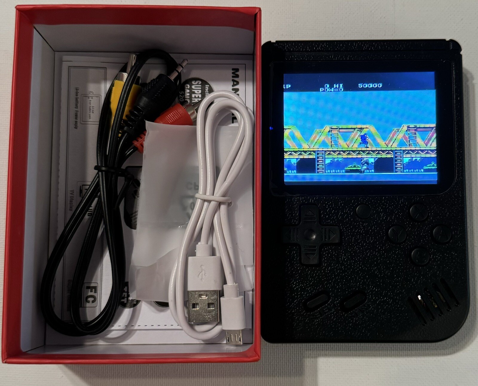 Retro FC, Handheld Game Console, 400+ Games, Rechargeable Battery, NM Cnd, Black