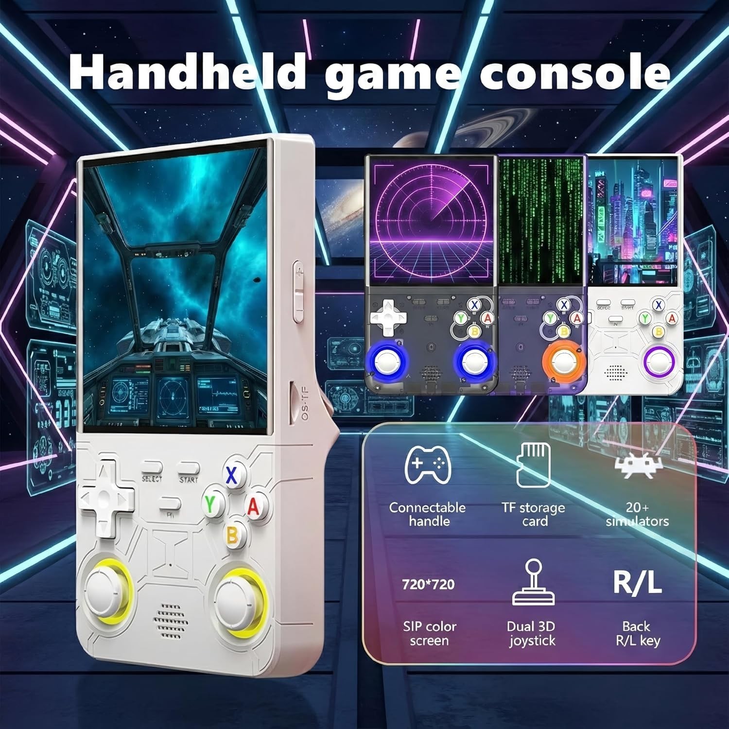 Black R36 Retro Handheld Game Console 4 Inch IPS Screen 20000+ Video Games 128GB