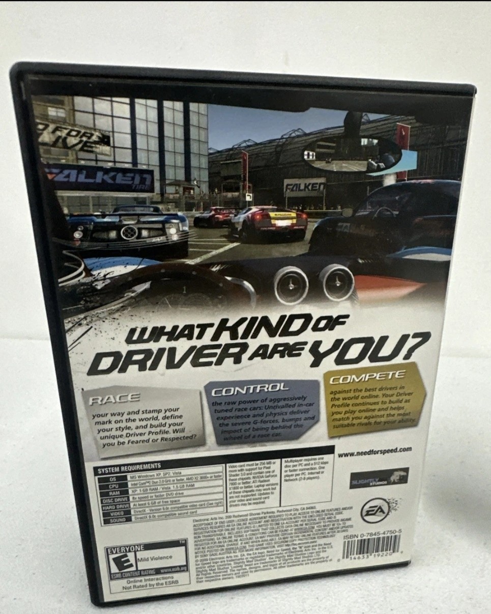 Need For Speed Shift (PC, DVD-ROM SOFTWARE 2009) EA, Rated E-Everyone, w/ Manual