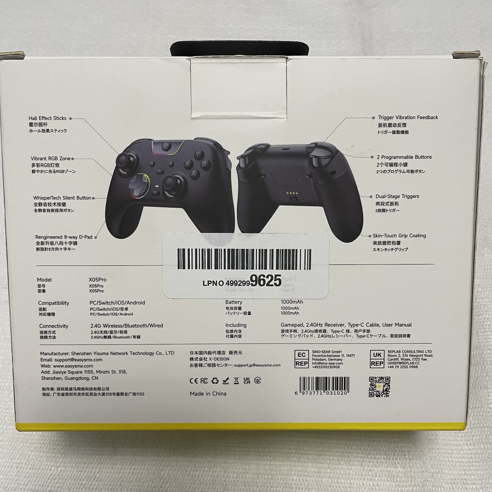 EasySMX X05Pro Wireless PC Controller – Quiet-Press Buttons, 2-Stage Impulse Tri