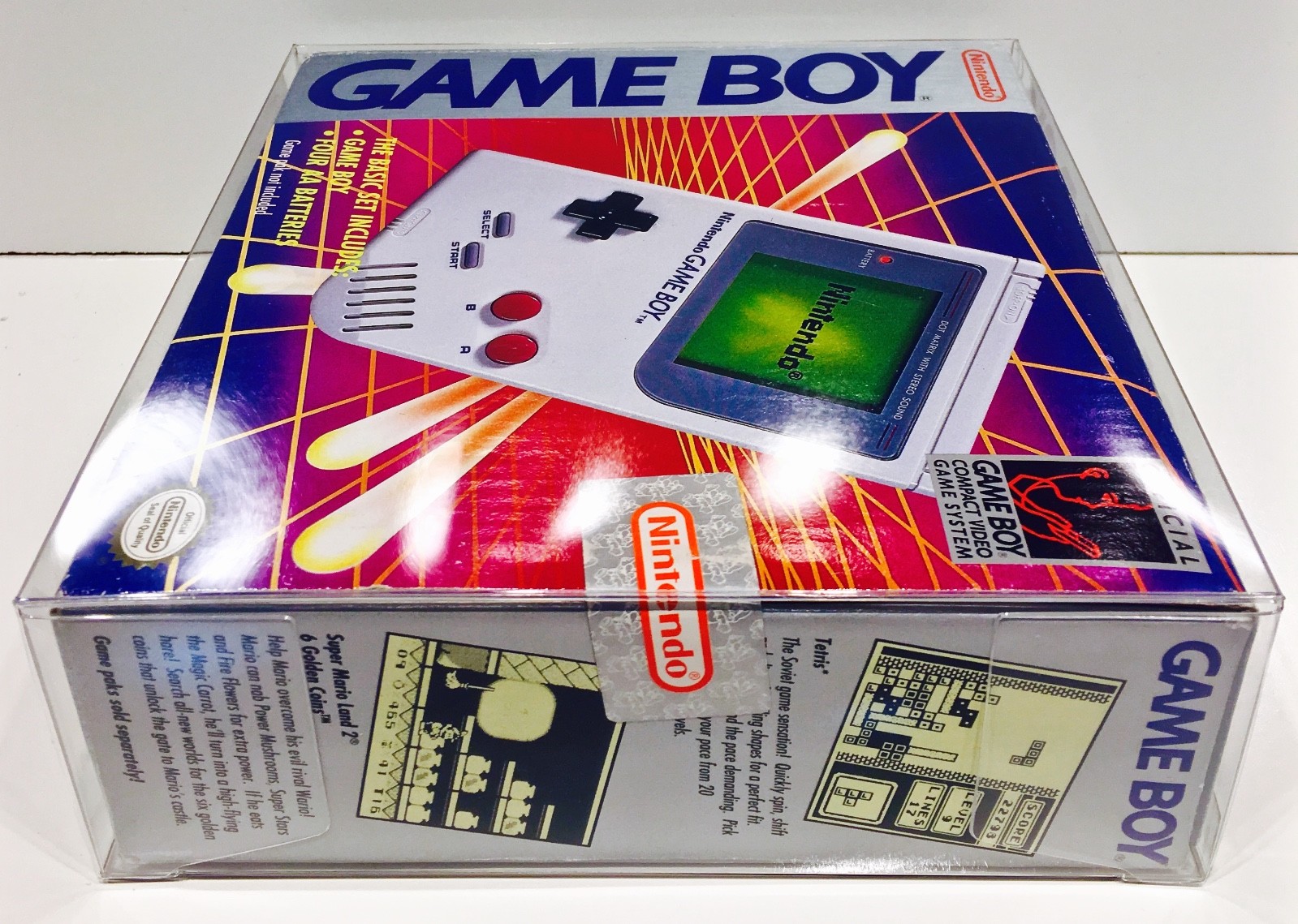 1 Clear Box Protector For The ORIGINAL GAME BOY PINK/PURPLE Console Box Case