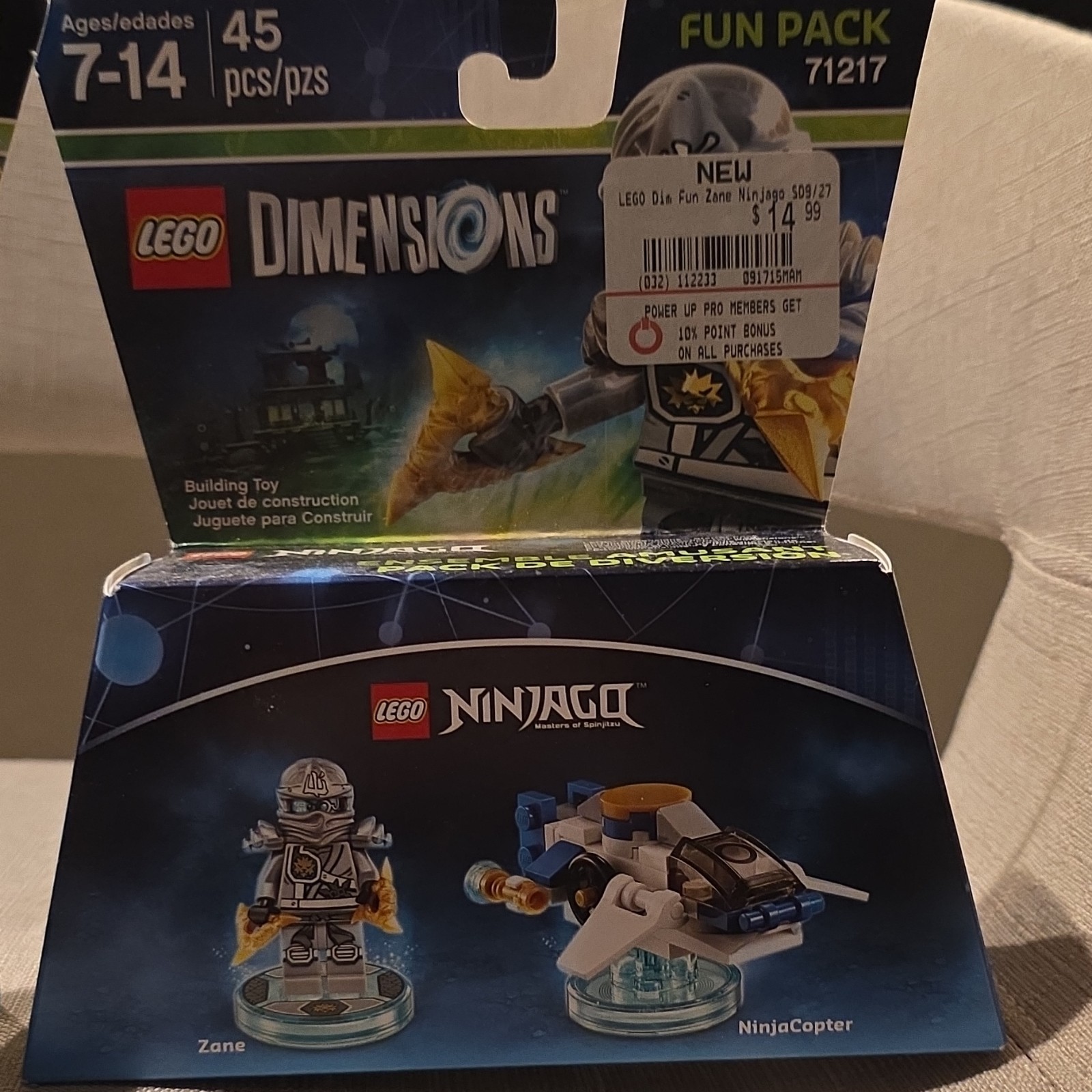 Lego Dimensions Ninjago Zane Ninjacopter 45 Pcs Fun Pack 71217 New, Sealed