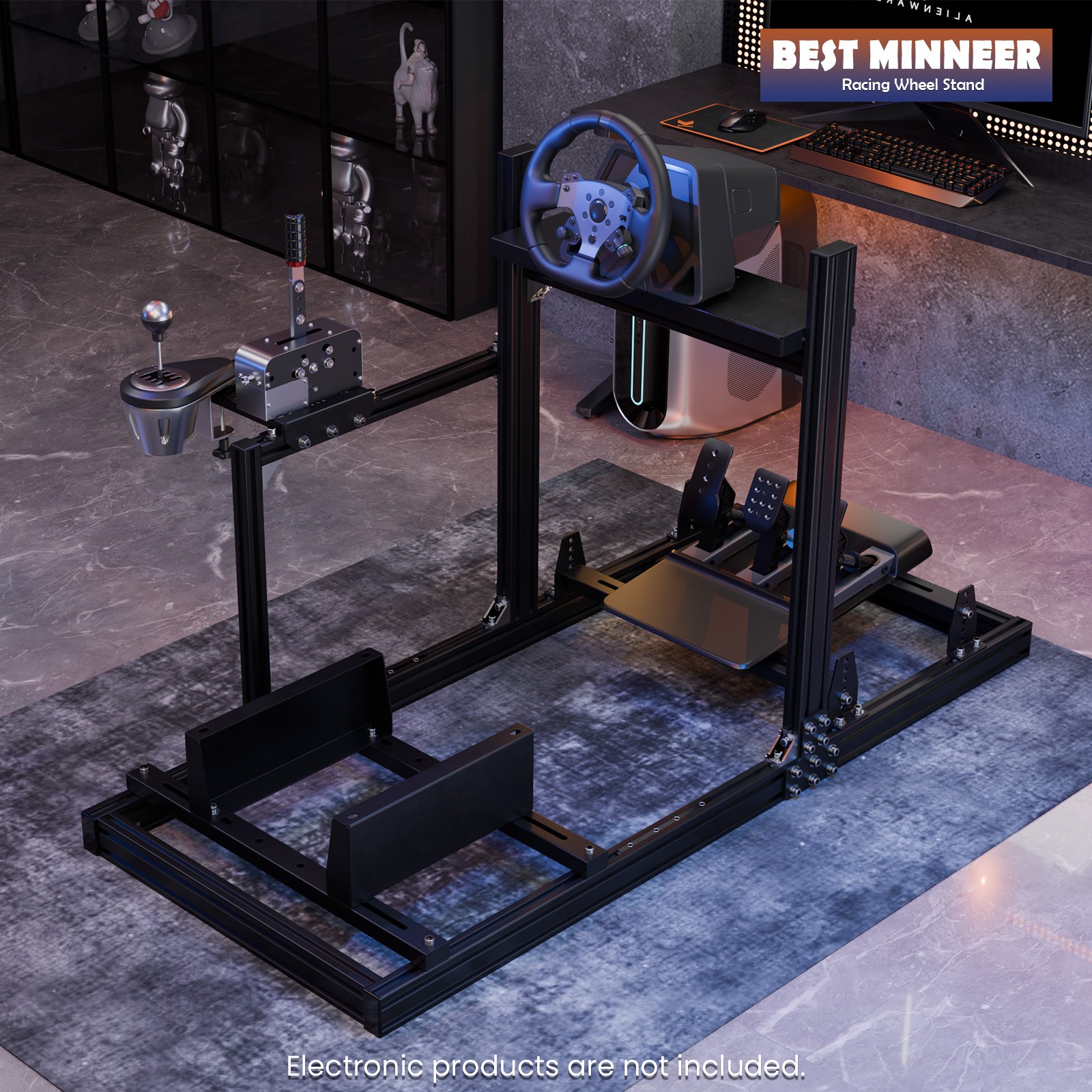 Minneer 3060 Aluminum Racing Simulator Cockpit Fits Logitech G923 Thrustmaster