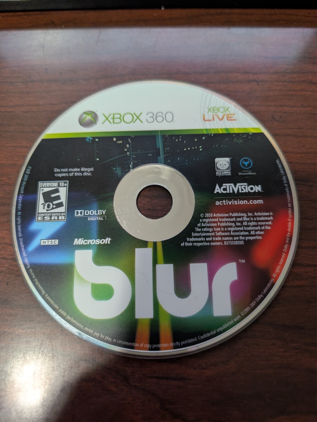 Blur (Microsoft Xbox 360, 2010) NO TRACKING – DISC ONLY 8282