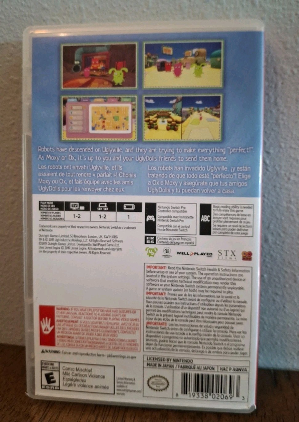 Ugly Dolls Game Nintendo Switch. Case & Cartridge. Rated E-Everyone