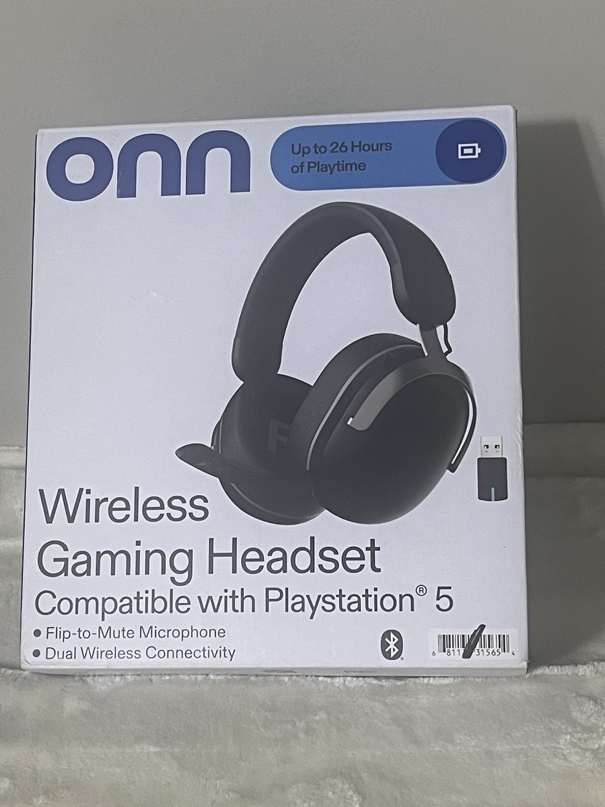 onn Wireless Gaming Headset for PC/PlayStation 5, Bluetooth/2.4GHz, Black