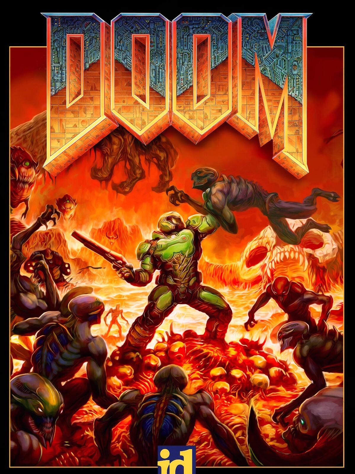 DOOM 2016 PC Xbox One PS4 Switch Game – Small Art Print Wall Poster – Glossy