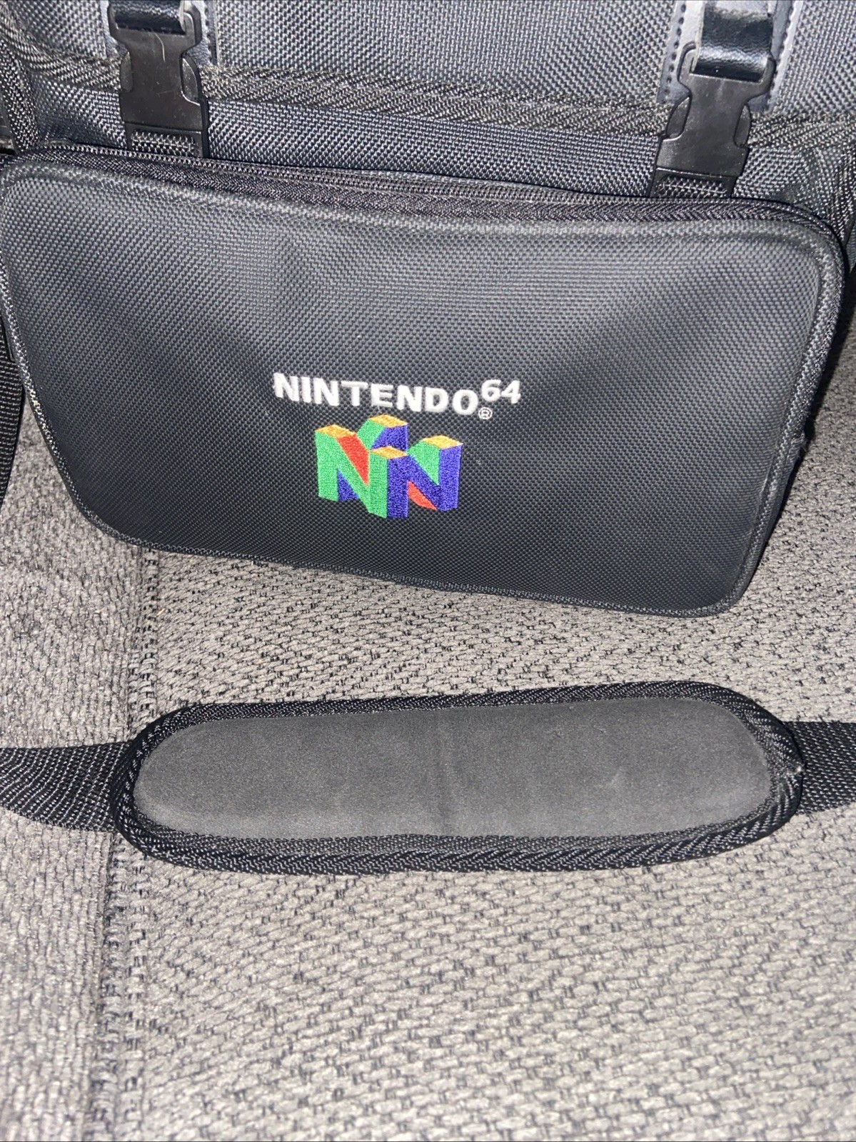 Nintendo 64 Black Nylon Padded Carrying Case with Partitions for Console & Games