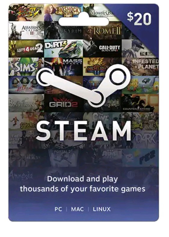 Steam Gift Card Pc Prepaid Gift Card Game Card Game Gift Card $20