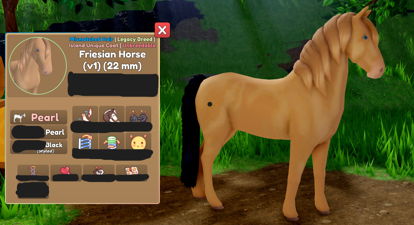 Perfect V1 Mismatch Friesian IUC Pearl Pearl/Black | Wild horse islands | Roblox